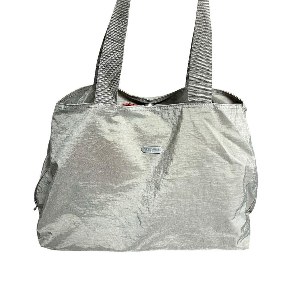 Baggallini Beige Tan Nylon Tote Travel Bag Multi Compartment Medium